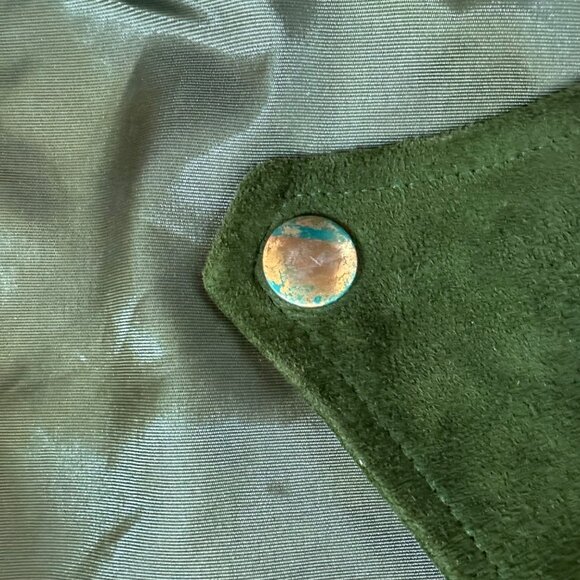 Country Set Vtg Suede Tweed Leather Vest Size 9 Green 60s 70s Festival Western - Picture 12 of 16